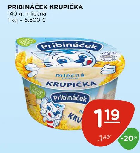 Pribináček Krupička mliečny dezert
