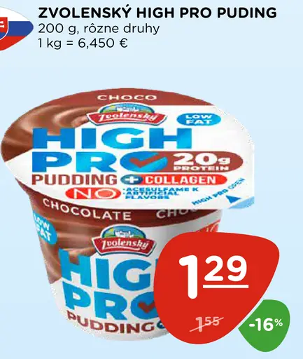 Zvolenský High Pro proteínový puding