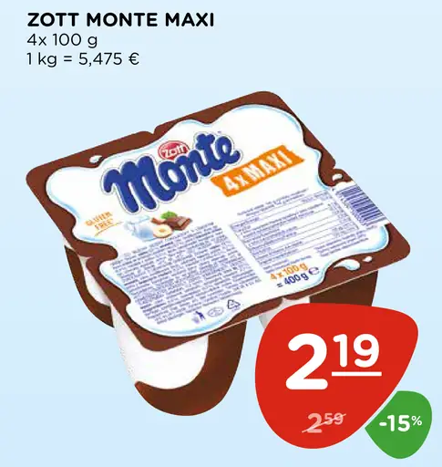 Zott Monte Maxi mliečny dezert