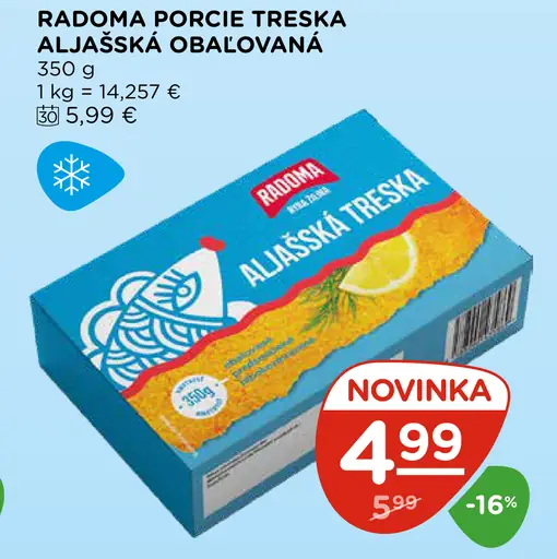 Radoma porcie treska aljašská obalovaná