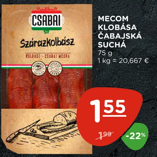 Mecom klobása Čabajská suchá Csabai Szárazkolbász