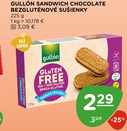 Gullón bezgluténové sušienky sandwich chocolate