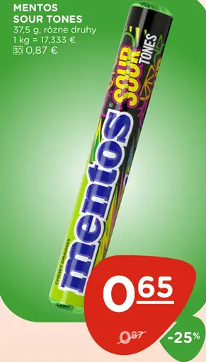 Mentos Sour Tones žuvačky rôzne druhy