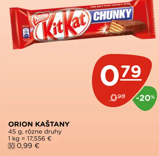 Orion Kaštany tyčinka rôzne druhy