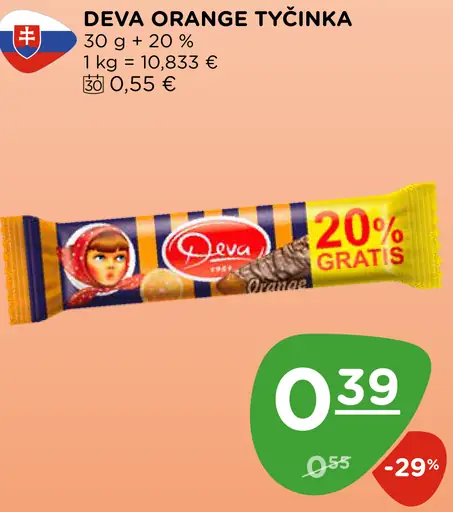 Deva Orange tyčinka s pomarančovou náplňou