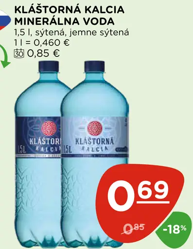 Kláštorná Kalcia minerálna voda