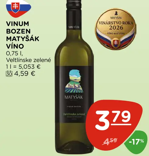 Matyšák Vinný Bozen víno Veltlínske zelené