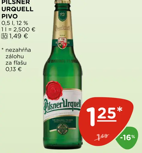 Pilsner Urquell pivo fľaša