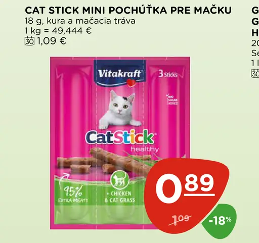 Vitakraft Cat Stick Mini pochúťka pre mačku kura a mačacia tráva