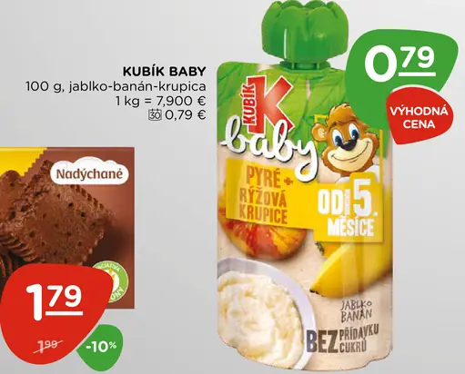 Kubík Baby pyré jablko-banán-ryžová krupica od 5 mesiacov