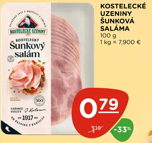 Kostelecké uzeniny šunková saláma