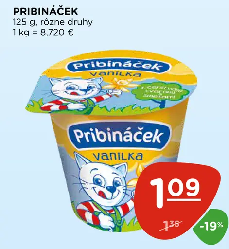 Pribináček vanilka tvarohový dezert