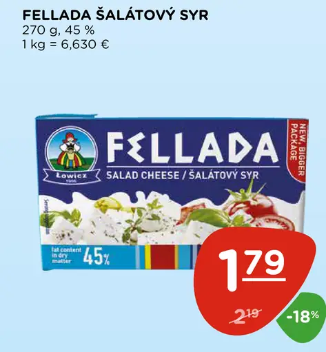 Fellada šalátový syr 45 %