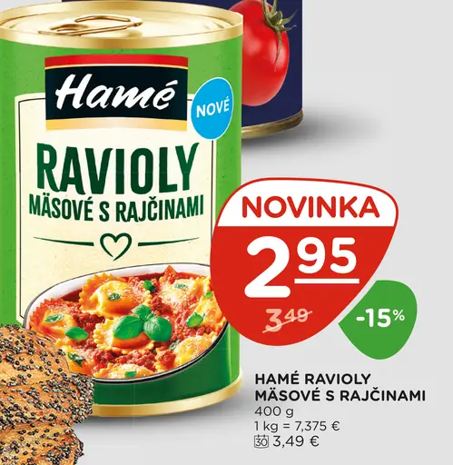 Hamé Ravioly mäsové s rajčinami