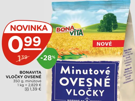 Bonavita minútové ovsené vločky celozrnné