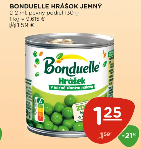 Bonduelle hrášok jemný v mierne slanom náleve
