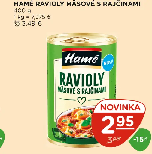 Hamé Ravioly mäsové s rajčinami