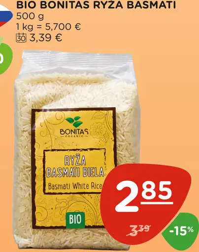 Bio Bonitas ryža basmati biela