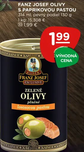 Franz Josef olivy zelené plnené lososom