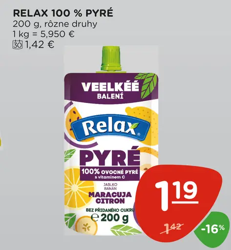 Relax 100 % pyré marakuja mango a ďalšie druhy