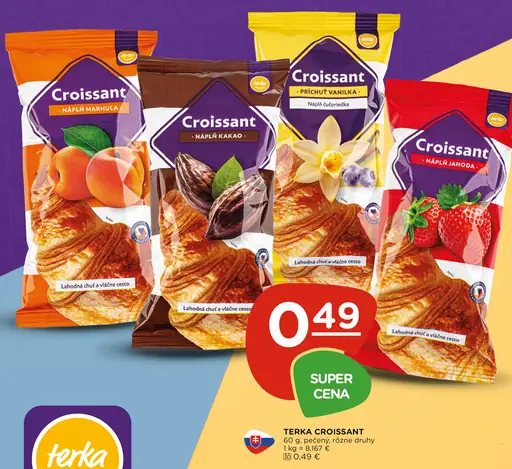 Terka croissant pečený rôzne druhy