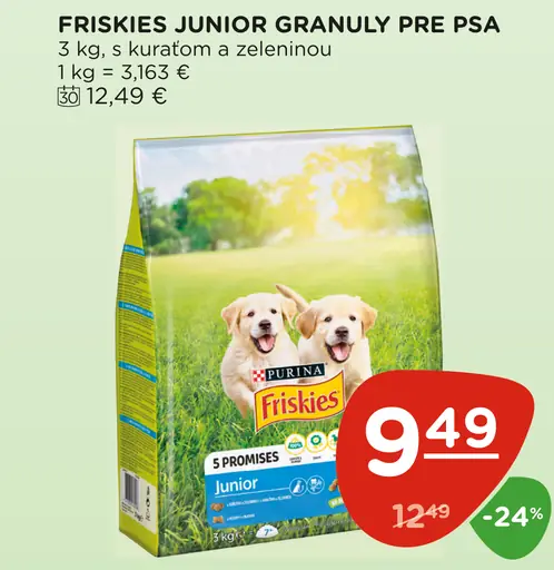 Friskies Junior granuly pre psa s kuraťom a zeleninou