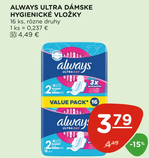 Always Ultra dámske hygienické vložky