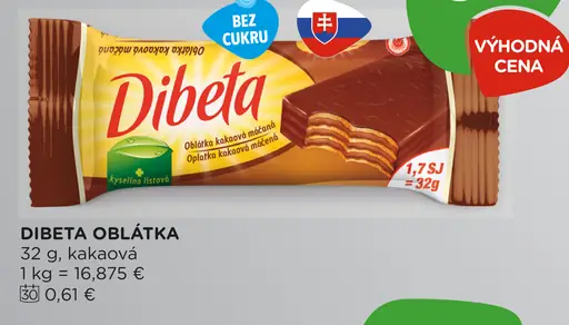 Dibeta oblátka kakaová bez cukru