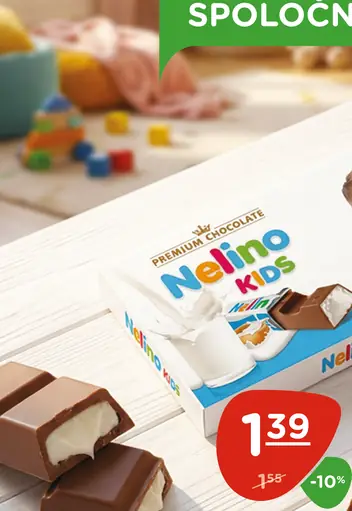 Nelino Kids mliečna čokoláda s mliečnou náplňou