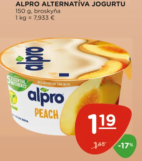 Alpro sójová alternatíva jogurtu broskyňa