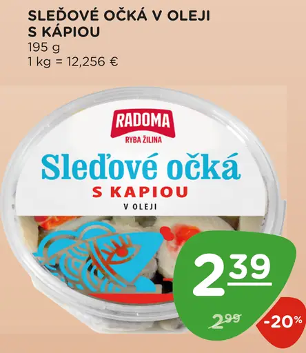 Sleďové očká v oleji s kapiou