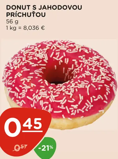 Donut s jahodovou príchuťou