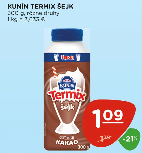 Kunín Termix šejk ochutený mliečny nápoj rôzne druhy