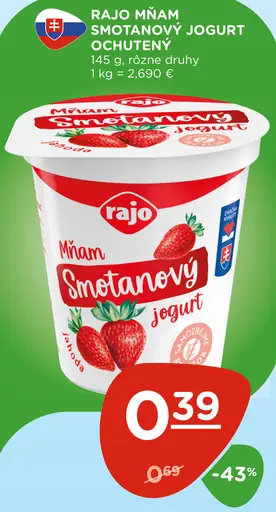 Rajo Mňam smotanový jogurt rôzne druhy