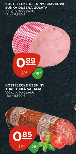 Kostelecké uzeniny Bravčová šunka dusená guľatá