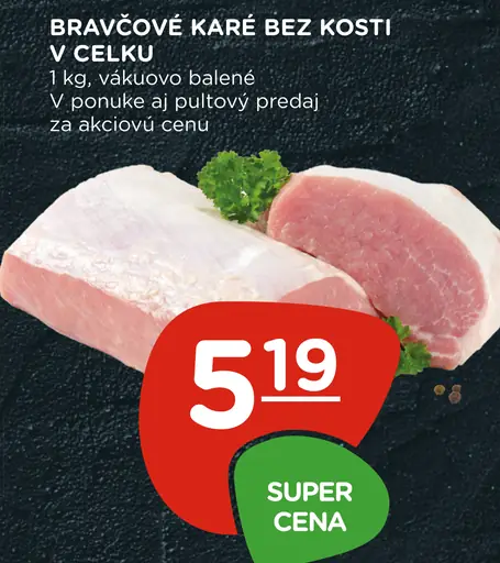 Bravčové karé bez kosti vákuovo balené