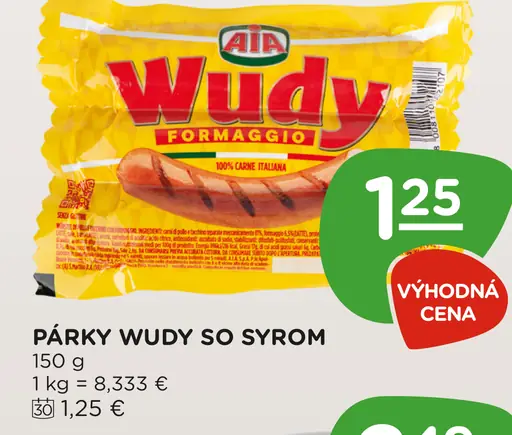 Aia párky Wudy so syrom