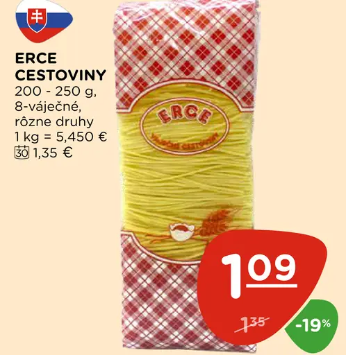 Erce 8-vaječné cestoviny rôzne druhy