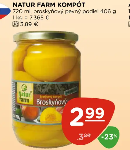 Natur Farm Broskyňový kompót