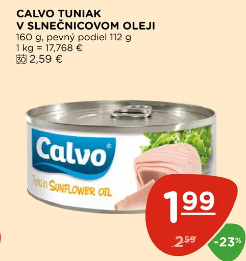 Calvo tuniak v slnečnicovom oleji