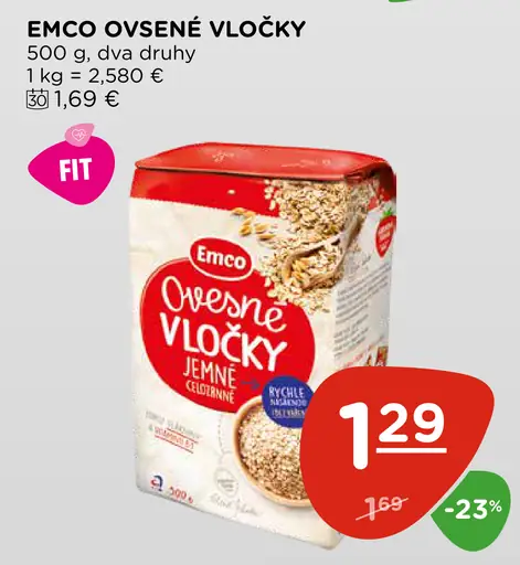 Emco ovsené vločky dva druhy