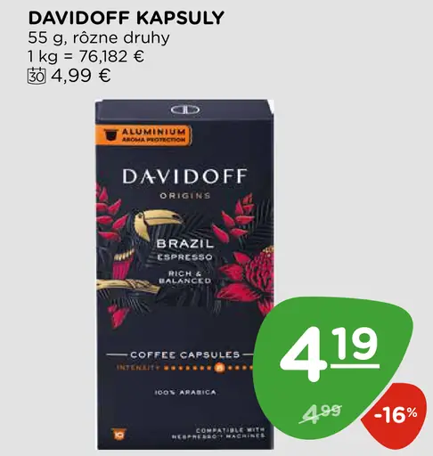 Davidoff kapsuly, rôzne druhy