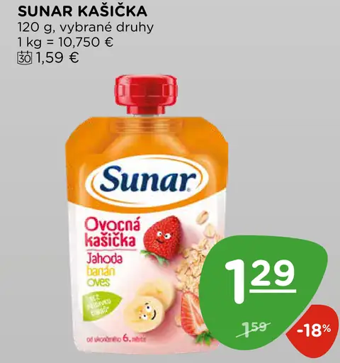 Sunar Kapsička Ovocná kašička rôzne druhy