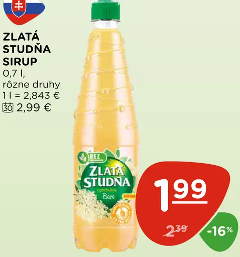 Zlatá Studňa sirup rôzne druhy