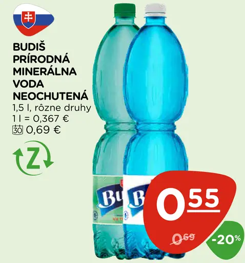 Budiš prírodná minerálna voda neochutená