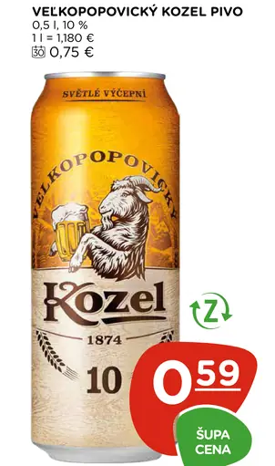 Velkopopovický Kozel pivo plechovka