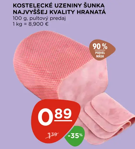 Kostelecké uzeniny šunka najvyššej kvality hranatá
