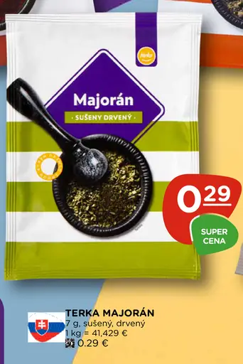 Terka majorán, sušený drvený