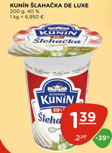 Kúnin Šľahačka De Luxe 40%