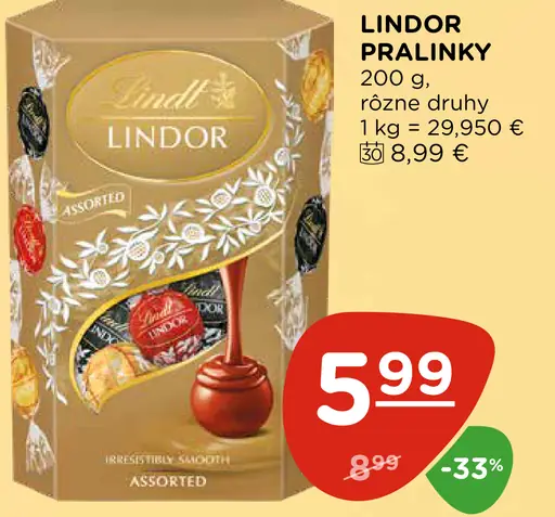 Lindor pralinky, rôzne druhy